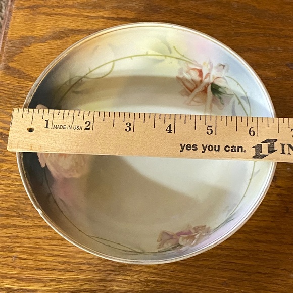 Royal Rudolstadt Prussia Gold Trim Footed Porcelain Bowl Roses Antique 8.5” - Picture 12 of 12